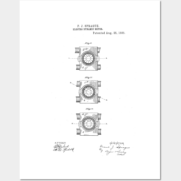 Electric Dynamic Motor Vintage Patent Hand Drawing Wall Art by TheYoungDesigns